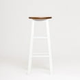 thumbnail image 3 of AndMakers HT-SP-2124-AW 29 in. Homestead Solid Wood Backless Mavka Bar Stool with Round&#44; Acacia Seat & White Legs, 3 of 7
