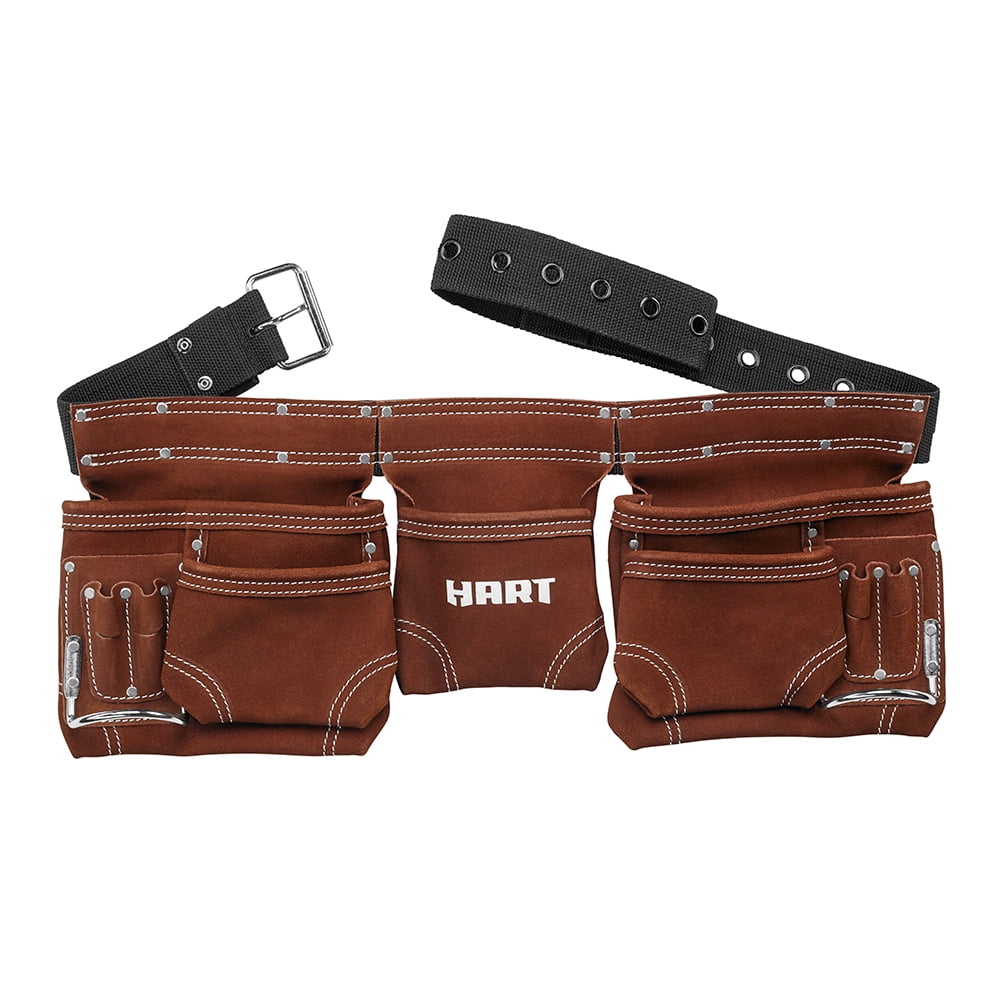 11 Pocket Suede Leather Adjustable Tool Belt Strong Carpenter Builder Bag Pouch 