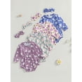 thumbnail image 3 of Michellecmm  Baby Girl Floral Romper Long Sleeve Jumpsuit Bow Headband Fall Outfit, 3 of 9