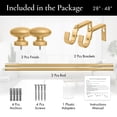 thumbnail image 2 of MERIVILLE 1" Single Curtain Rod Set, Adjustable 28-48 Inches, Prima Finials, Gold, 2 of 9