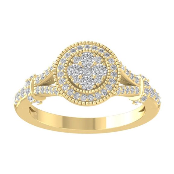 ARAIYA FINE JEWELRY 14K Yellow Gold Round-shape Diamond Composite Ring (1/2 cttw, I2-I3 Clarity, I-J Color) Size 7.5