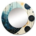 thumbnail image 2 of Designart "Blue Yellow Mid Century Minimalist Rain III" Abstract Collages Round Mirror Wall Décor Mid-Century - Large Teal Round Mirror - Round Mirror 23" x 23" Inch, 2 of 5