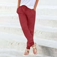 thumbnail image 3 of Casual Pants for Women, Audhol Womens Elastic Waist Pants Casual Trousers with Pockets Slacks for Women Red S, 3 of 5