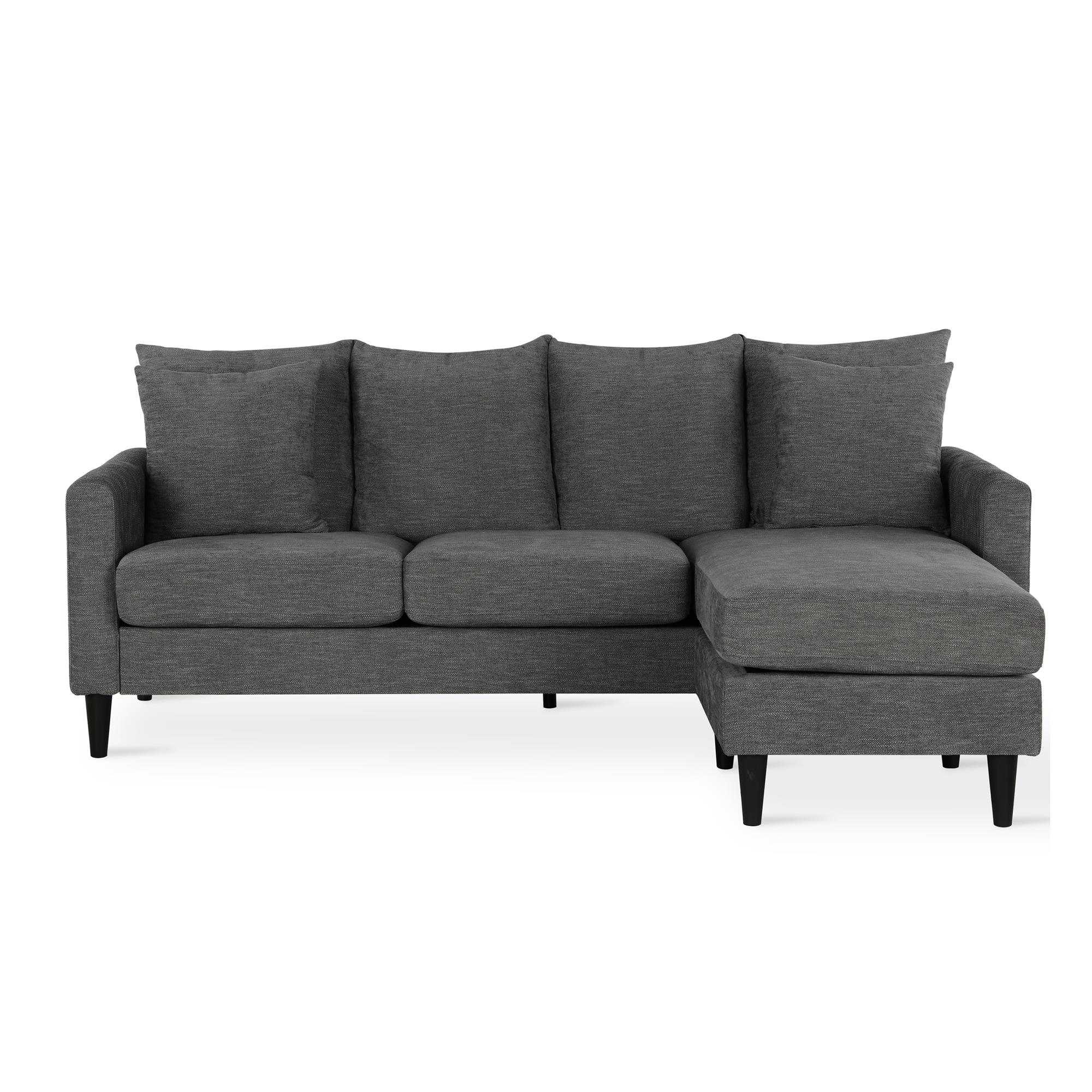 DHP Keaton Reversible Sectional with Pillows, Gray - image 5 of 14