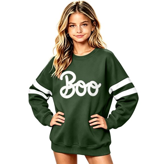 Grblisyd Girls Oversized Crewneck Sweatshirt Kids Halloween Pullover Sweater Casual Long Sleeve Fall Fashion Top