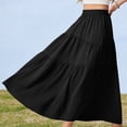 thumbnail image 6 of Women's Boho Maxi Skirt with Pockets - Elastic High Waist Flowy Tiered A-Line Long Skirts for Summer Vacation Black A XXL, 6 of 6