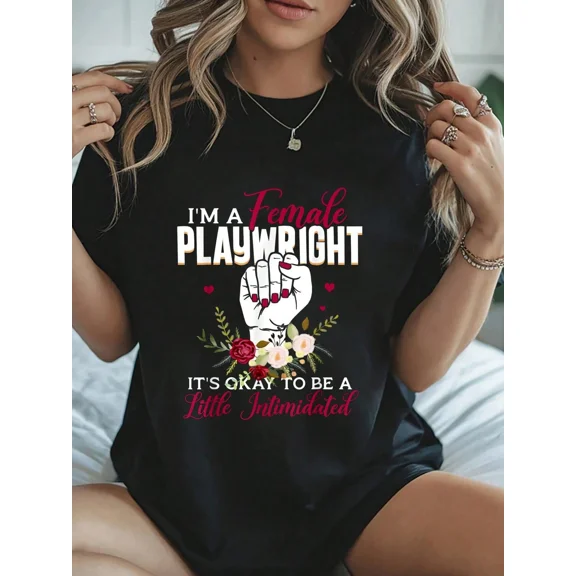 Women's Female Playwright Graphic T-Shirt - Funny Theater Writer Gift Short Sleeve Tee