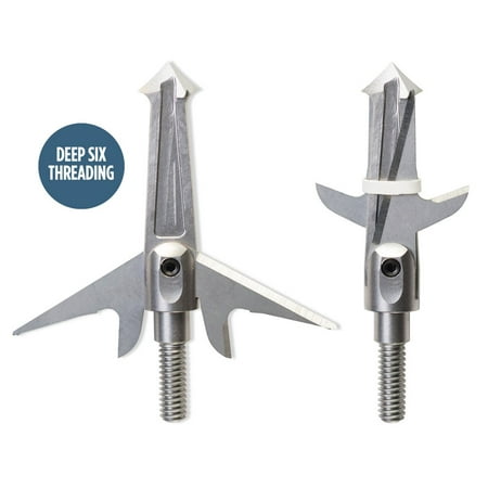 (Pack of 3) Levi Morgan Signature Series #264 Steel Broadheads by Swhacker Deep Six Thread 125 Grain 1.75 Cut