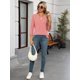 thumbnail image 5 of Blusas TICTICMISS para mujer, manga 3/4, cuello en V, holgadas, color coral, 5 of 6