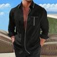 thumbnail image 2 of Mens T-shirts Men's Long Sleeve Lapel Shirt Casual Patchwork Holiday Cardigan Shirts Tops Long Sleeved Tee Shirts Men Trendy Men Turtle Neck Top Pack for Cute Athletic Tops Sleeve T for Black L, 2 of 5