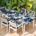 thumbnail image 2 of Blue Tie-dye Table Cloths for 3 Foot Rectangle Tables, Vintage Rustic Abstract Painting Art Patio Waterproof Elastic Fitted Tablecloths, Washable Rectangular Table Cover for Camping, 2 of 8