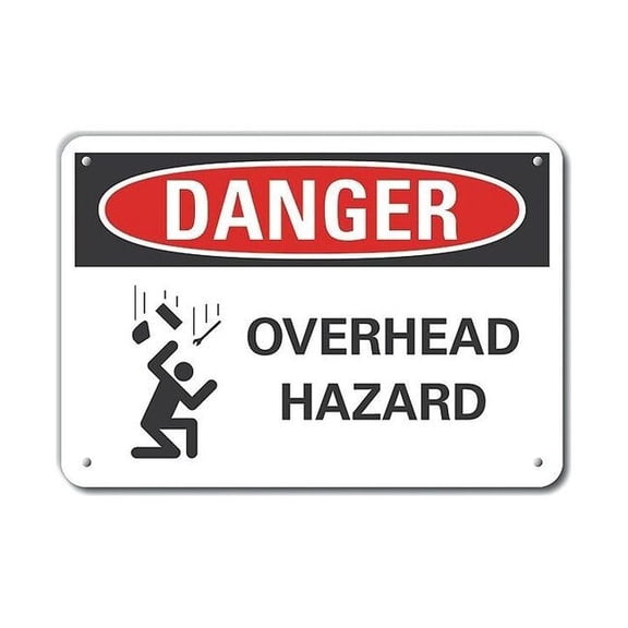 Lyle Overhead Hazard Danger Sign,7x10in,Plstc LCU4-0254-NP_10X7