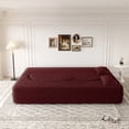 thumbnail image 4 of Homy Casa Convertible Floor Sofa Bed with Pillows, Folding Teddy Fabric Sleeper for Apartment, Burgundy, 4 of 9