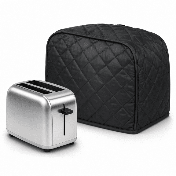 2-Slice Toaster Cover,Quilted Toaster Cover with Top Handle for Home,Kitchen Small Appliance Dust Fingerprint Cover(Black)
