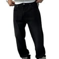 thumbnail image 2 of DPTALR George Men's Solid Color Basic Loose Wide Leg Straight Jeans Casual Daily Pants,Black,Big and Tall Men M, 2 of 4