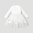 thumbnail image 3 of PatPat Baby Girl White Ribbed Long-sleeve Splicing Floral Embroidered Mesh Dress, 3 of 9
