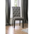 thumbnail image 5 of Contemporary 7pc Dining Set Rect Dining Table 6x Side Chairs Gray Fabric Button Tufted Scroll Back Chair Dining Room Solid wood, 5 of 9