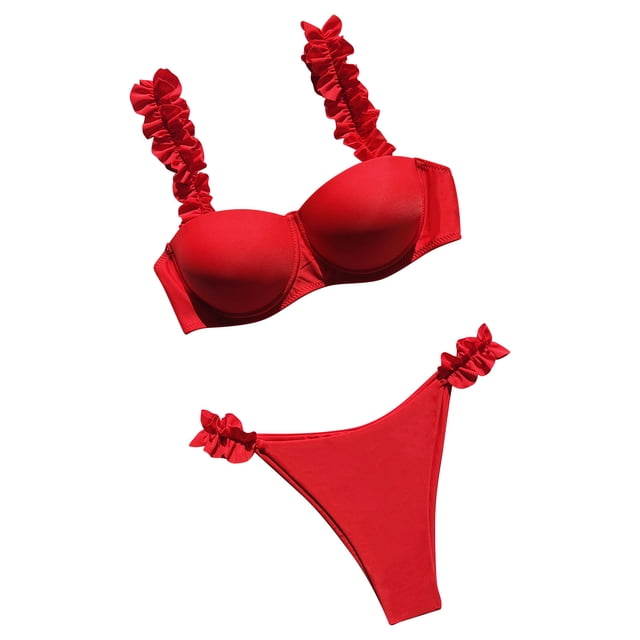 Bikini Underwire Traje de baño Traje de baño Sexy Mujer Push Up Traje de baño Color sólido Fridja nalpqowj56241