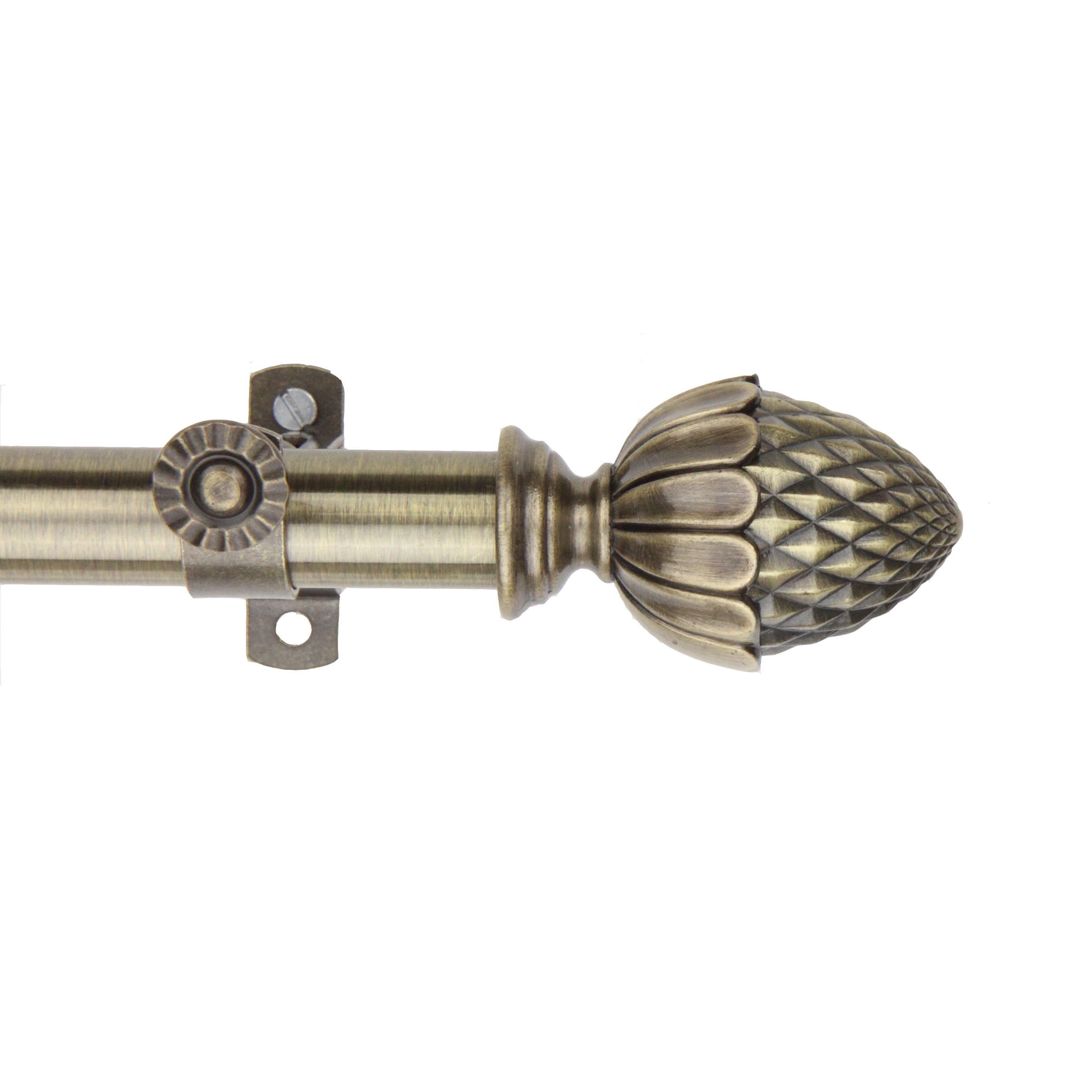 13/16" Dia Adjustable 66-120 inch Curtain Rod with Dagan Finials - Antique Brass,(4867-664)