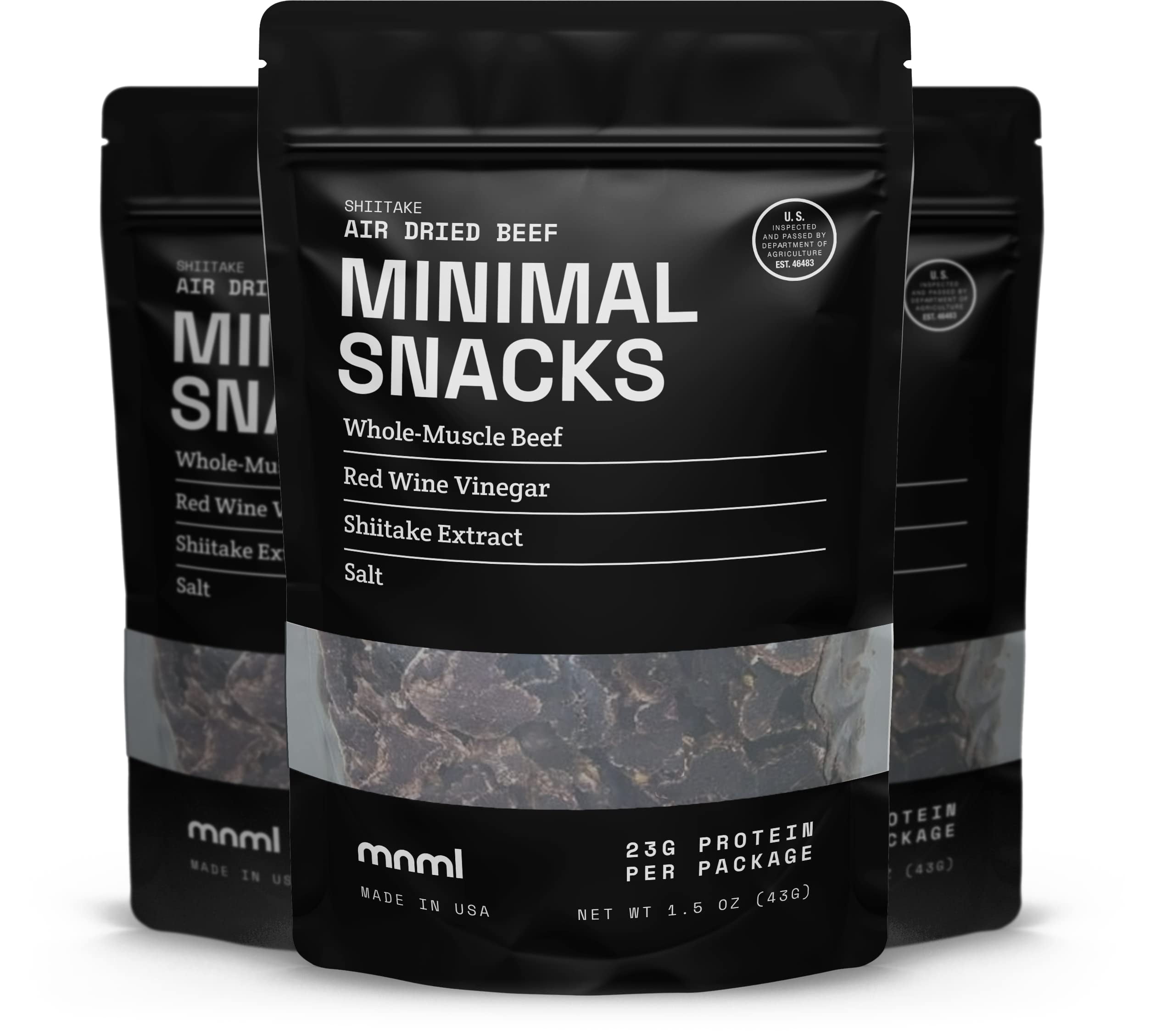Minimal Snacks Jerky MNML Beef Count of 3 Aged & Sliced Air Dried