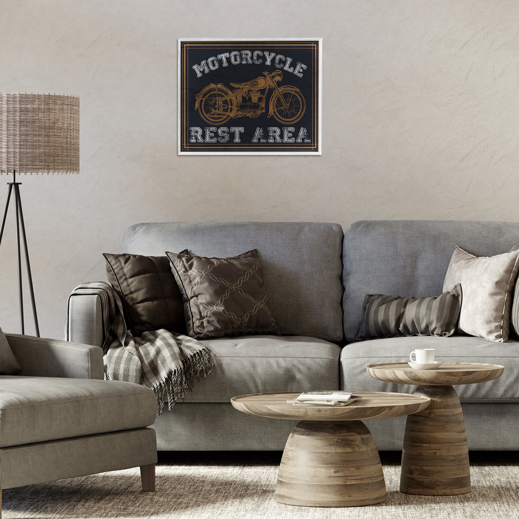 Stupell Industries Motorcycle Rest Area White Framed Giclee Art, design by Marcus Prime