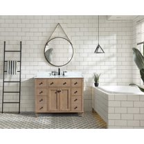Annie 42" Bathroom Vanity, Weathered Fir, Single Sink, Italian Carrara Marble Countertop