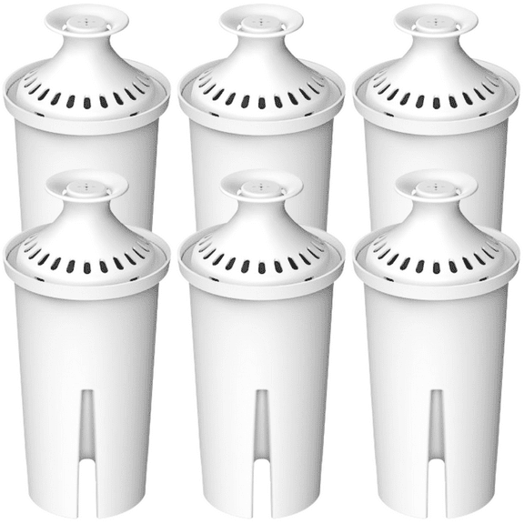 Max Strength Pro Replacement Water Filters 6pc Set Fits Brita Pitchers & Dispensers, BPA Free, White