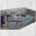 thumbnail image 6 of Yorkie Soft Flannel Fleece Throw Blanket, Dog Headphones Music Listening Yorkshire Terrier Hand Drawn Caricature, Cozy Plush for Indoor and Outdoor Use, 60" x 80", Pale Blue White, by Ambesonne, 6 of 6