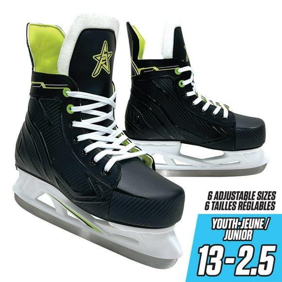 la glace avec les patins de hockey ajustables Future Stars - pour les tailles jeunesse et junior allant de 13 à 2.5