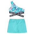 thumbnail image 4 of inhzoy Kids Girls Two Piece Swimsuit One Shoulder Tankini Swimwear Bathing Suit Summer Beachwear Leaf 10, 4 of 4