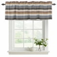 thumbnail image 2 of 2 Pack Valances for Windows, Brown Blue Striped Window Valances for Living Room/Bedroom/Bathroom, Farmhouse Vintage Stripe Light Filtering Kitchen Curtain Valance Window Treatment 60"W x18" L, 2 of 9