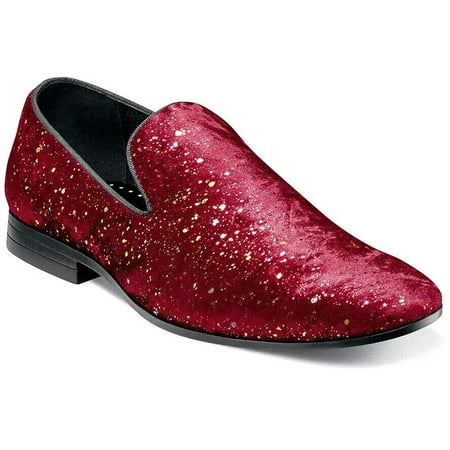 

Mens Stacy Adams Stellar Plain Toe Glitter Slip On Shoes Burgundy 25534-601