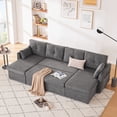 thumbnail image 3 of Weture Sectional Sleepe Sofa, 2 in 1 Pullout Couch Bed with Storage Chaise and Side Pocket, DarkGray, 3 of 7