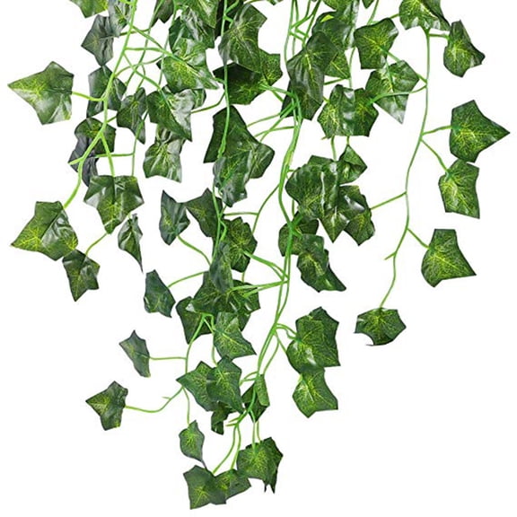 3ft Artificial Flowers Silk Fake Ivy Leaves Hanging Vine Ivy Plants Leaf Garland for Wedding Party Garden Home Wall Decoration - Green Radish Plant Plastic Vine Foliage 2 Pcs