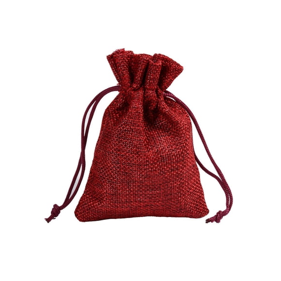 Cateissary 50 Uds. Bolsa de arpillera de estilo Vintage, saco de yute, accesorios de joyería, bolsa de almacenamiento multicolor, bolsas de Almacenamiento y organización del hogar Vino rojo 7*9cm