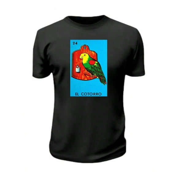 Playera El Cotorro De La Loteria Nacional Tradicion Mexicana Color Negro Talla Mediana Marca Emil SaEs