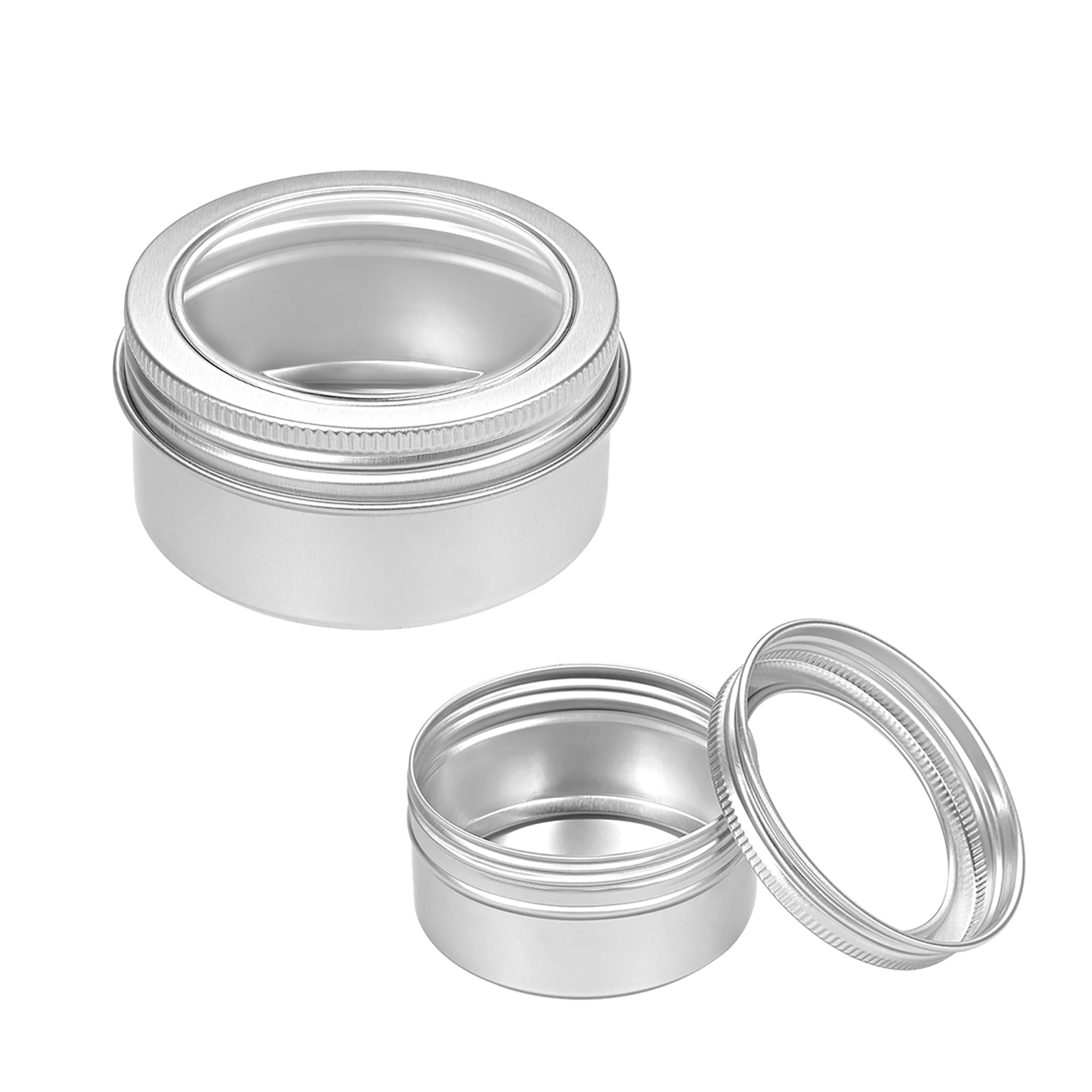 clear top tin containers