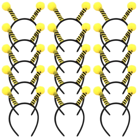 15PCS Bee Antenna Headband Set, Plush Animal Headbands, Cute Hair Accessories, Party Favors, Cosplay Costume for Little Ones and Adults, 9.1" x 8.3"