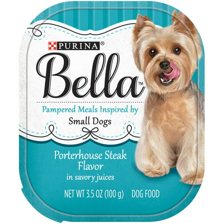 Purina Bella Porterhouse Steak Flavor in Savory Juices Small Breed Wet Dog Food Trays, 3.5-Oz, Case of