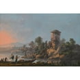 thumbnail image 2 of Jean-Baptiste Pillement 24x17 Gold Ornate Framed and Double Matted Museum Art Print Titled - A River Landscape with a Ruined Tower and Fishermen&nbsp;With Their Nets in the Foreground (1791), 2 of 4