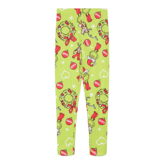 Dr. Seuss Grinch Girls' Christmas Print Leggings, Sizes XS-XL