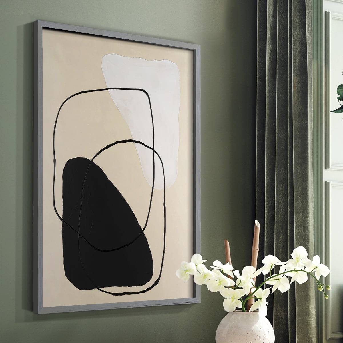 Avant Mod II Framed Print in Gray Solid Wood Framed Print No Nail Hanging