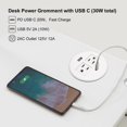 thumbnail image 2 of Desk Power Grommet USB C, PD Fast Charge Desktop Power Bar 2 Outlets 2 USB Ports (Total 30W) Recessed Flat Plug Extension Cord Mount into C, 2 of 7