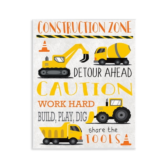 Stupell Industries Construction Zone Ahead Quotes and Sayings Painting Unframed Art Print Wall Art, 11 x 14