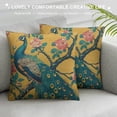 thumbnail image 3 of Orinice Throw Pillow Covers Vintage Watercolor with Peacock On Tree Cherry Flowering Trees with Flowers Yellow Colorful Bird Linen Decorative Square Pillowcases Cushion Cover, 3 of 5