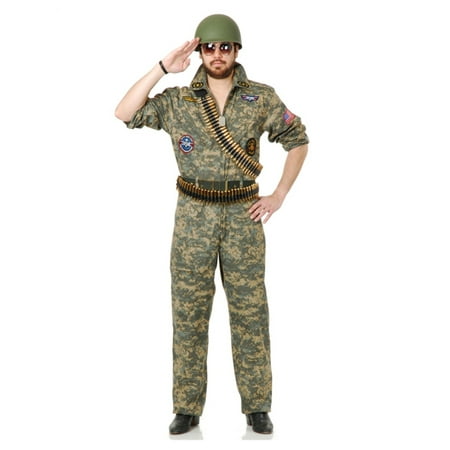 Adult Men's Top Gun Digital Camouflage Fighter Pilot Jumpsuit Costume