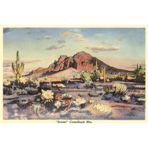 Art.com Sunset, Camelback Mountain, Arizona Art Print, 36" x 24"
