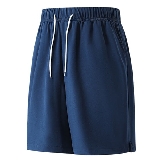 Besolor Men's Running Shorts Wide Leg Elastic Waist Drawstring Casual Loose Athletic Workout Shorts with Pockets(X-Large,Navy)