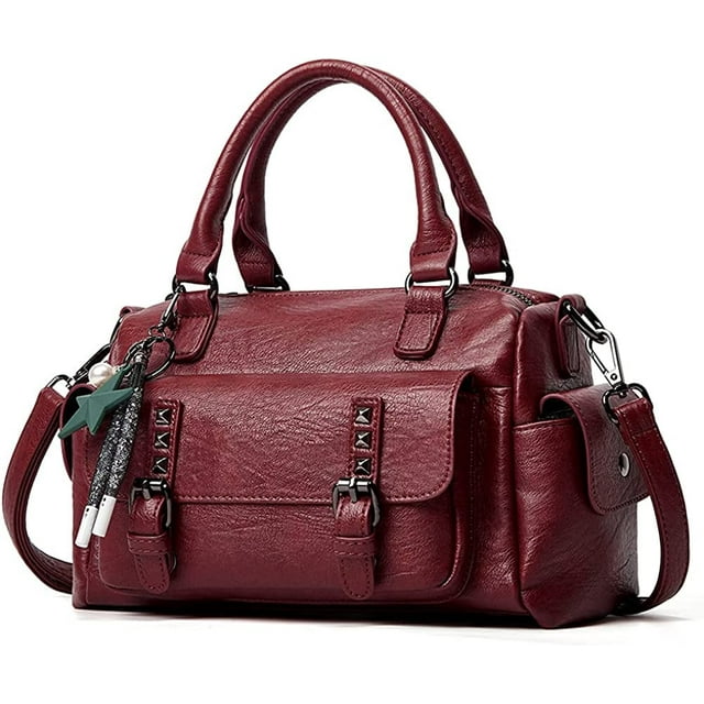 LHSHID Faux Leather Shoulder Bag for Women Flap Handbag Willow Nail Crossbody Bag Large Capacity Purse Retro Satchel