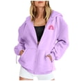 thumbnail image 3 of QHFBli Sweatshirt for Women Cancer Full Zip Hoodie Graphic Pink Ribbon Casual Sweatshirt Y2K Outerwear Hoodies with Pockets, 3 of 6